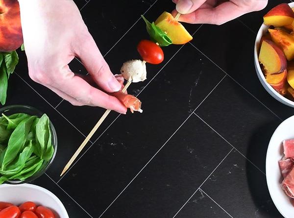 Peach Caprese Skewers - Step 1